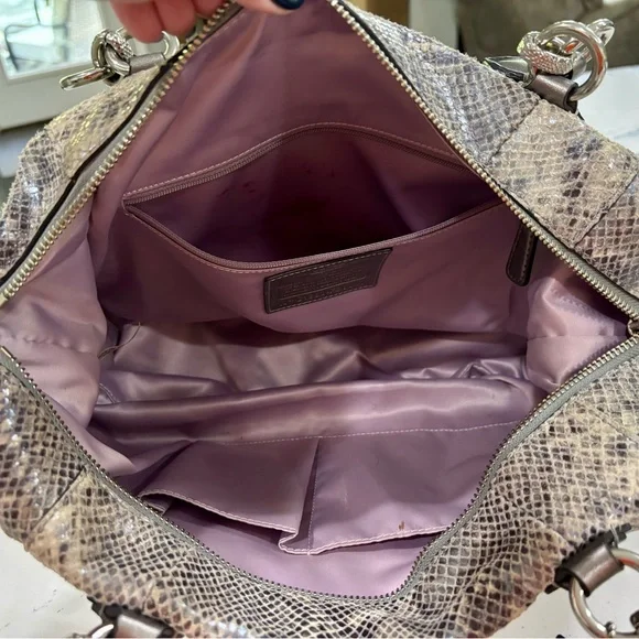 Coach Snakeskin Satchel in Gray and Brown - Picture 3 of 4